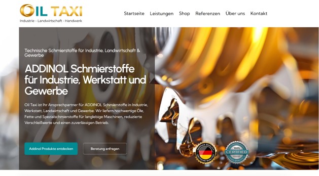 Oil Taxi Produkt- und Beratungsseite