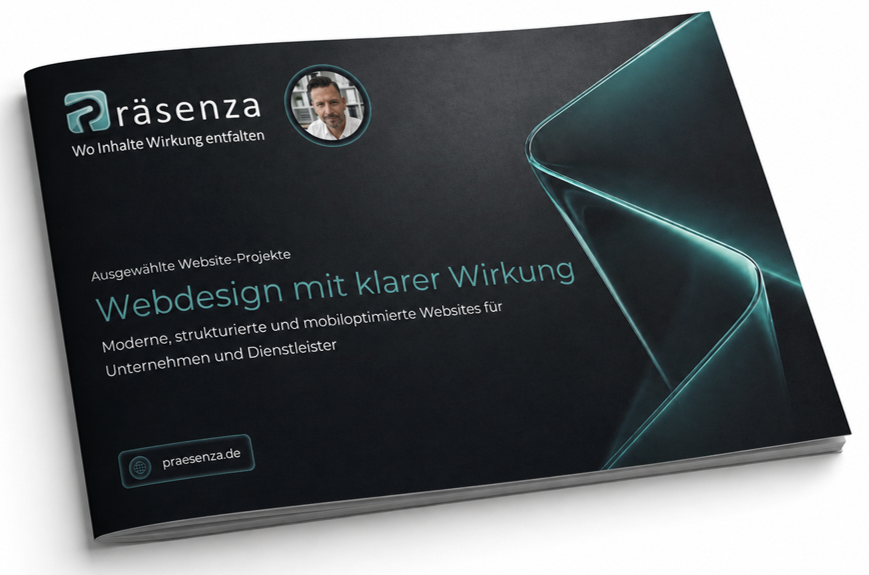 Cover der Referenzmappe Webdesign Präsenza 2026