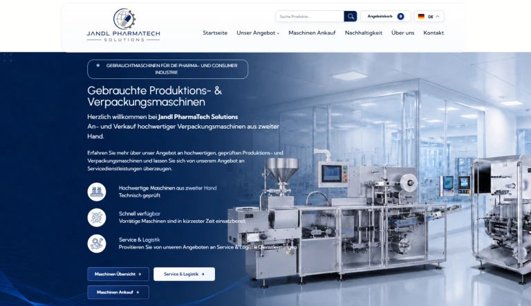 B2B-Website Jandl Pharmatech Solutions – Projektansicht
